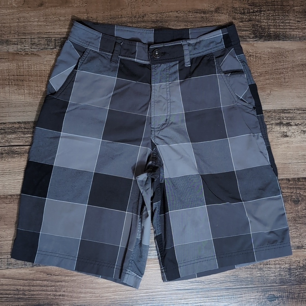 Lululemon Kahuna Shorts Chino Flat Front Size 30x10" Grey Checkerboard